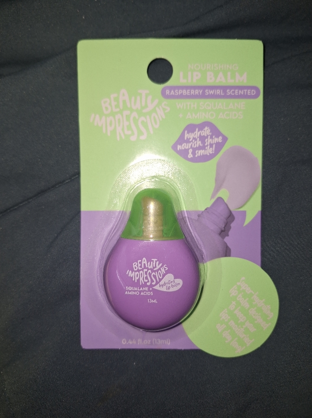 Impressions Raspberry Scented Lip Balm - Purple & Green Accents